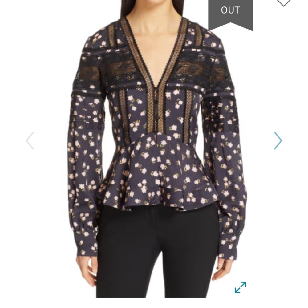 Self Portrait Ditsy Floral Print Peplum Top